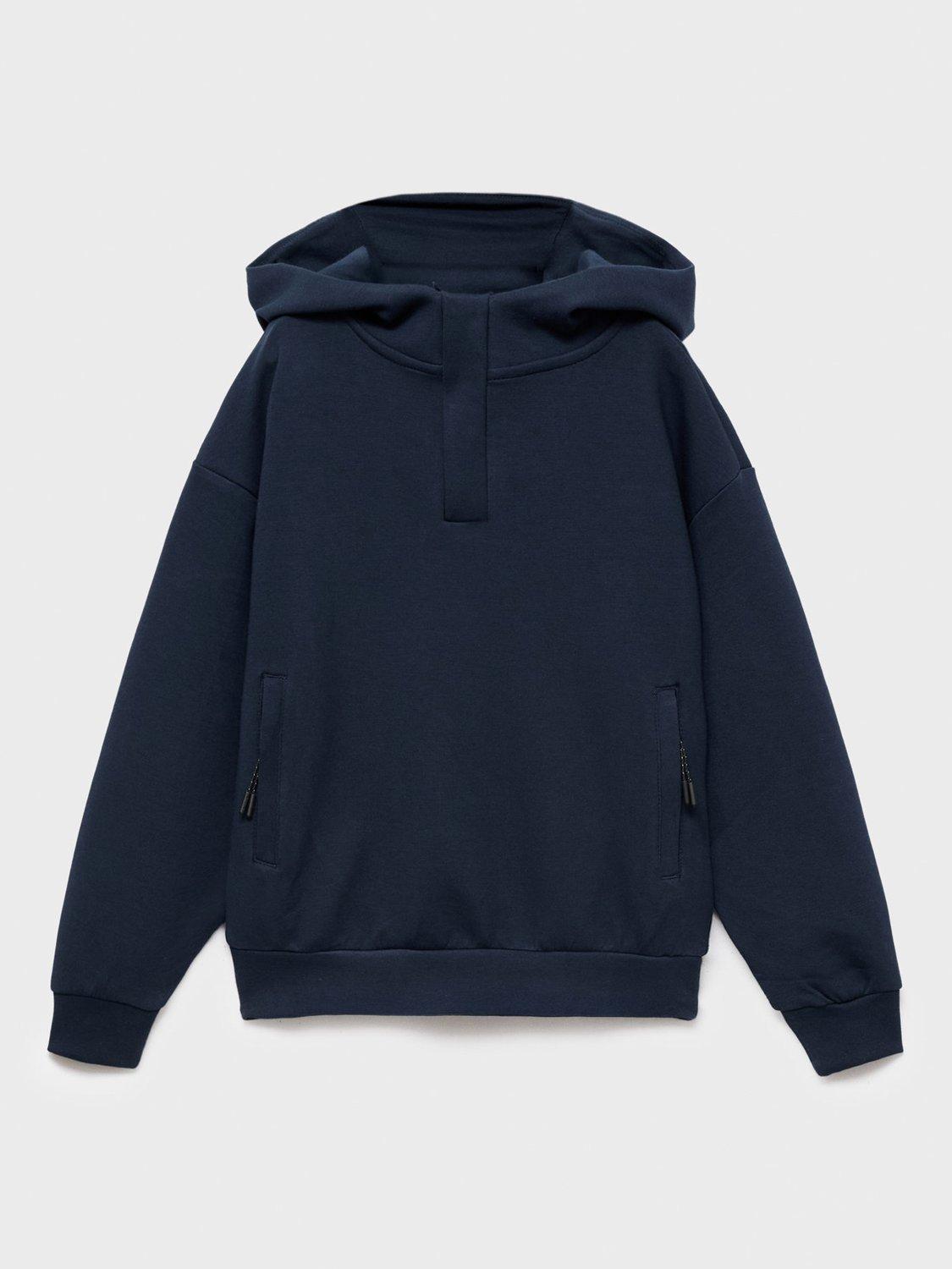 Product image 2 of 6, which shows Mango Kids' Cotton Rich Hoodie, Navy, 9-10 years