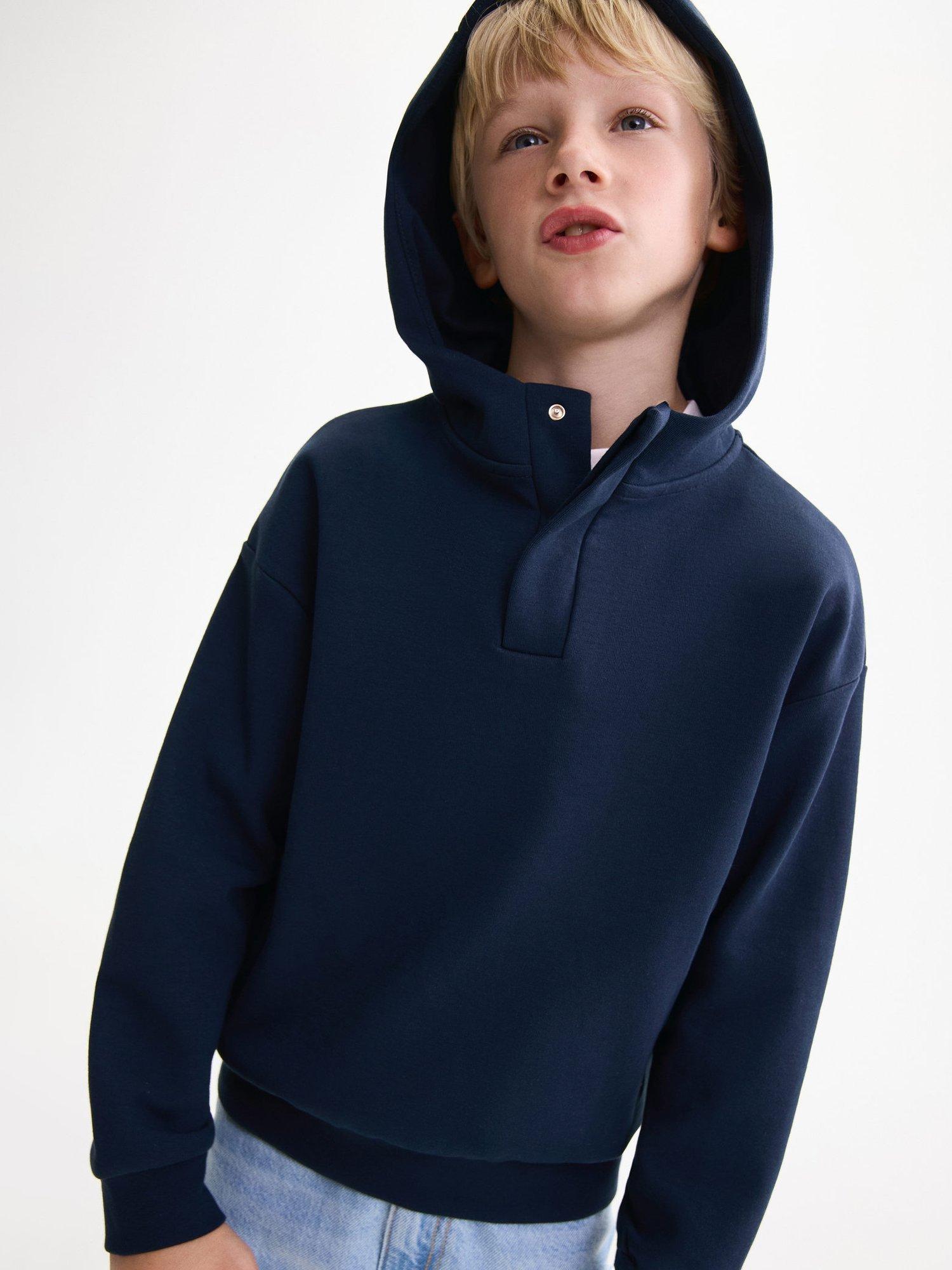 Product image 5 of 6, which shows Mango Kids' Cotton Rich Hoodie, Navy, 9-10 years