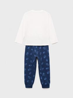 Mango Kids' Cotton Long Sleeved Bluey Pyjamas, Navy - view 2, Navy