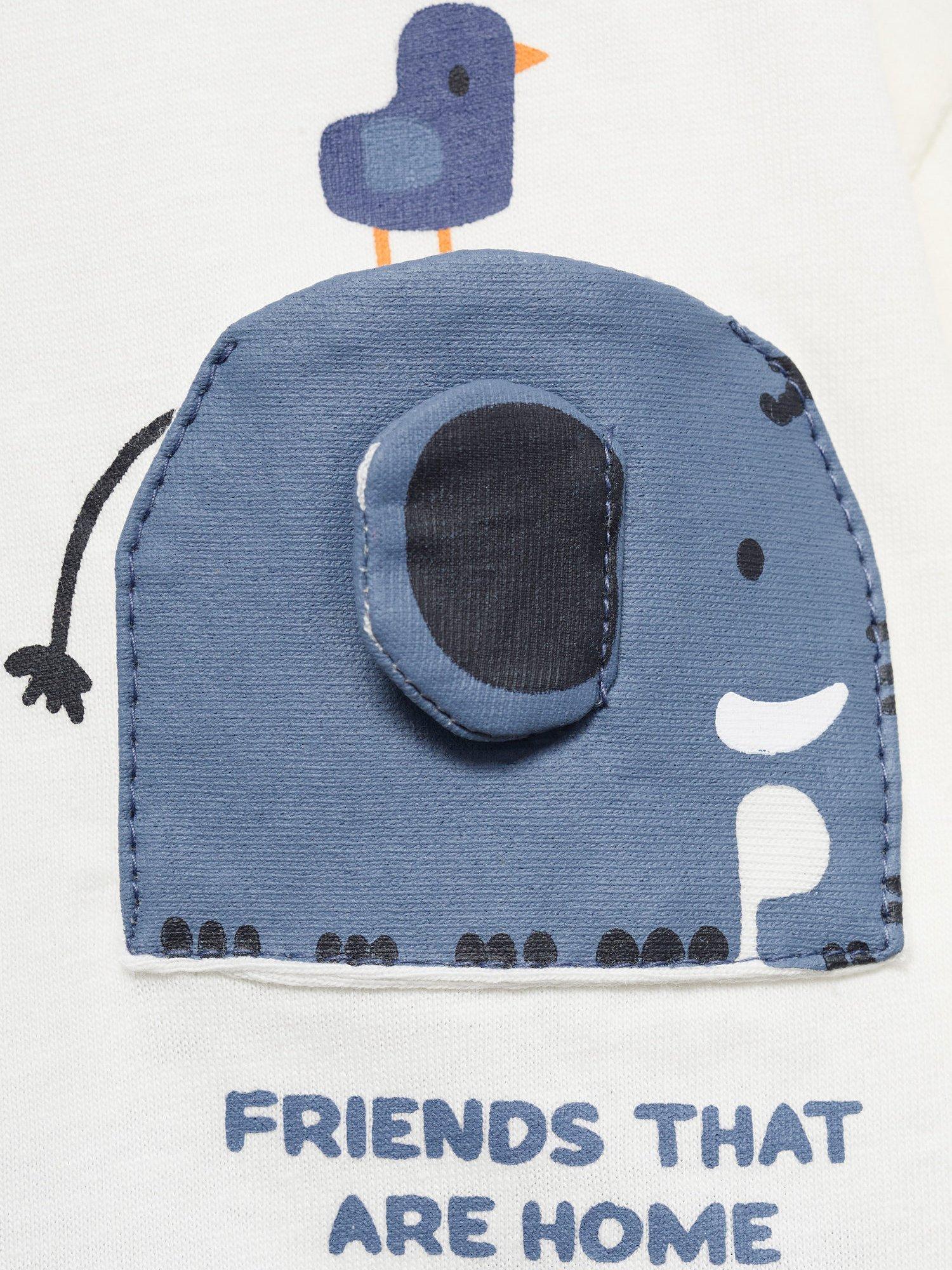 Product image 4 of 4, which shows Mango Kids' Cotton Long Sleeved Elephant Pyjamas, Charcoal/Multi, 12-18 months