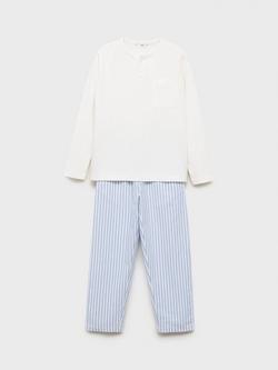 Mango Kids' Cotton Long Sleeved Pyjamas, Blue/Multi, Blue/Multi