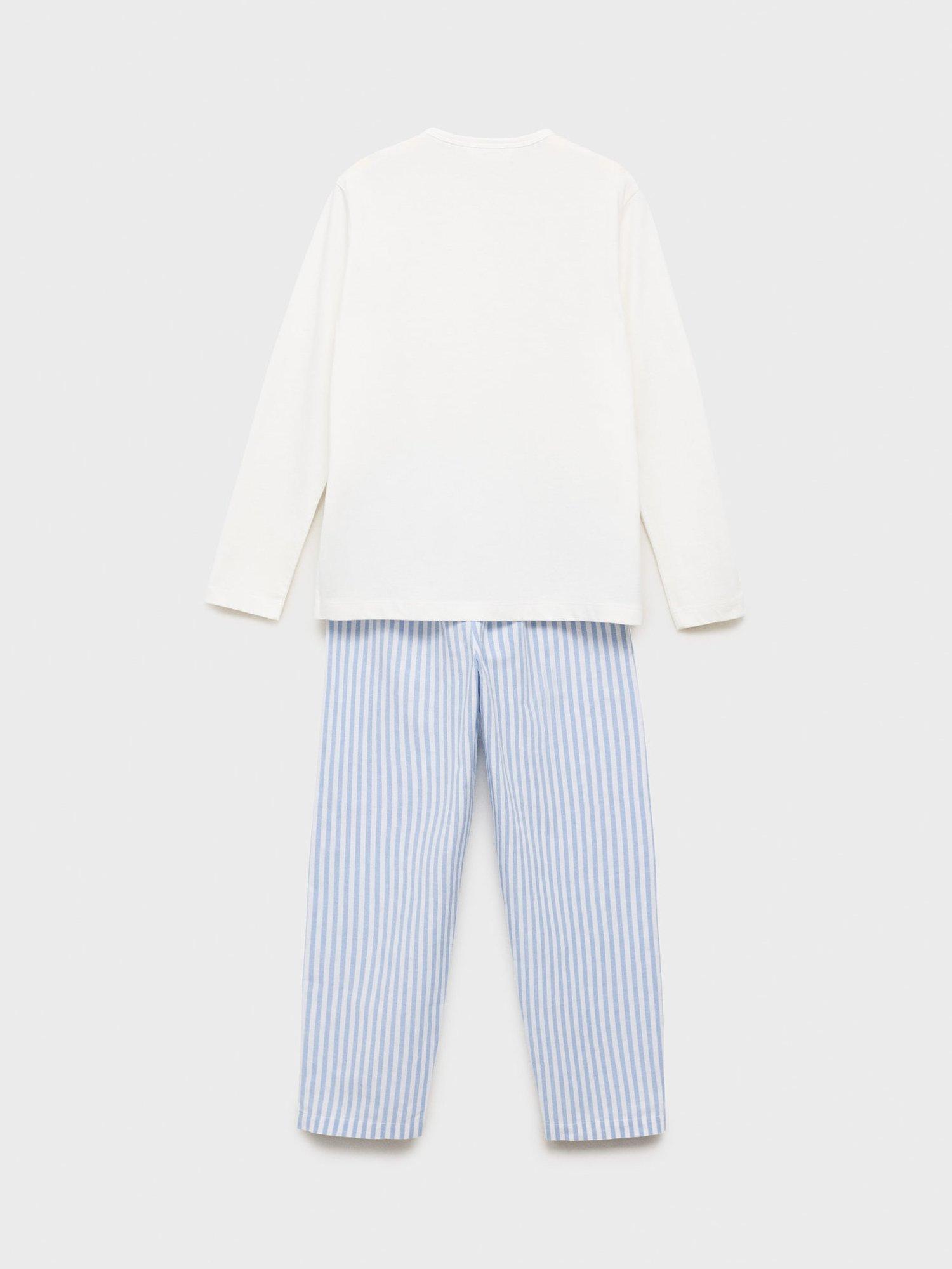 Product image 2 of 4, which shows Mango Kids' Cotton Long Sleeved Pyjamas, Blue/Multi, 12-18 months