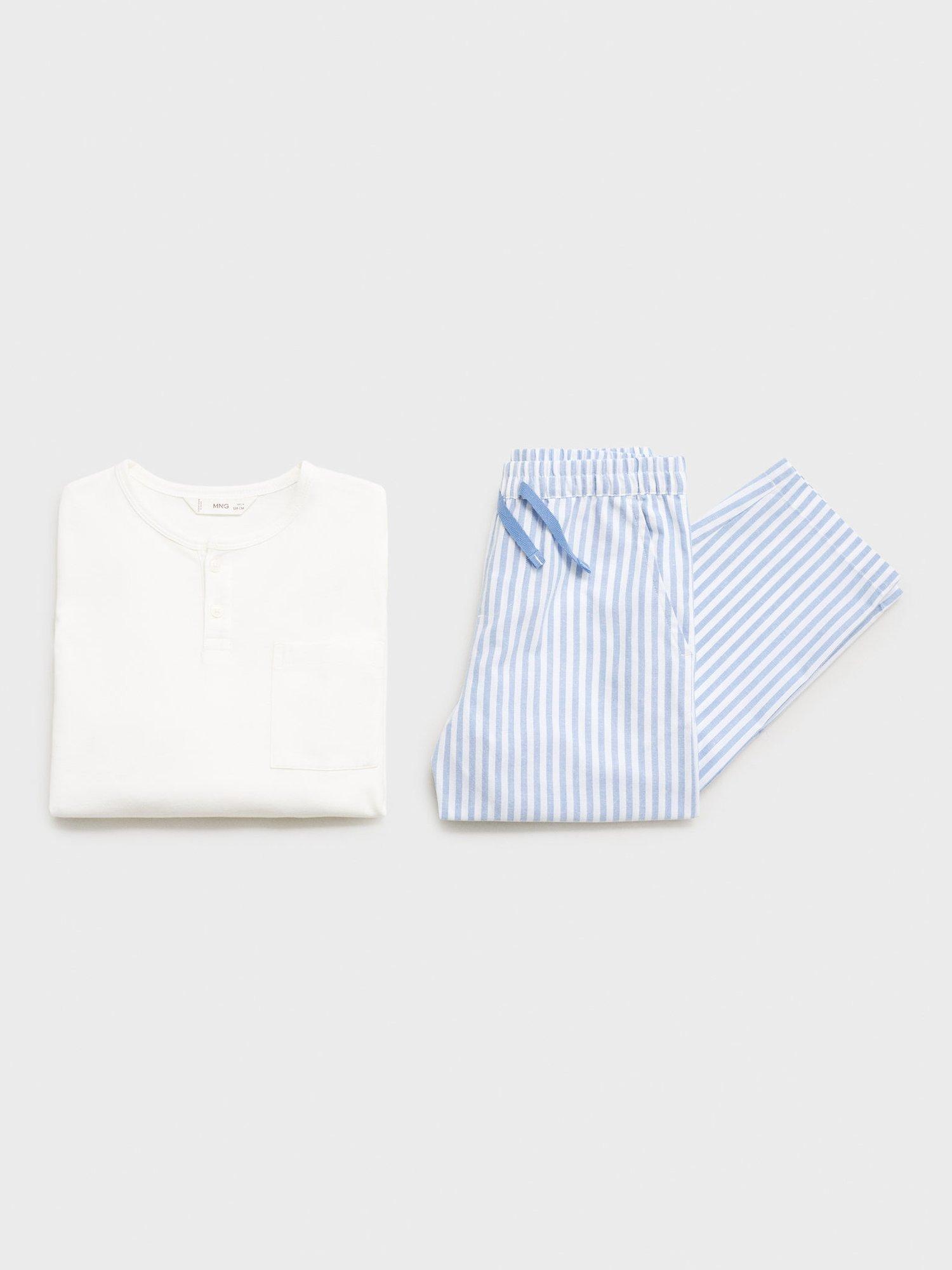 Product image 3 of 4, which shows Mango Kids' Cotton Long Sleeved Pyjamas, Blue/Multi, 12-18 months