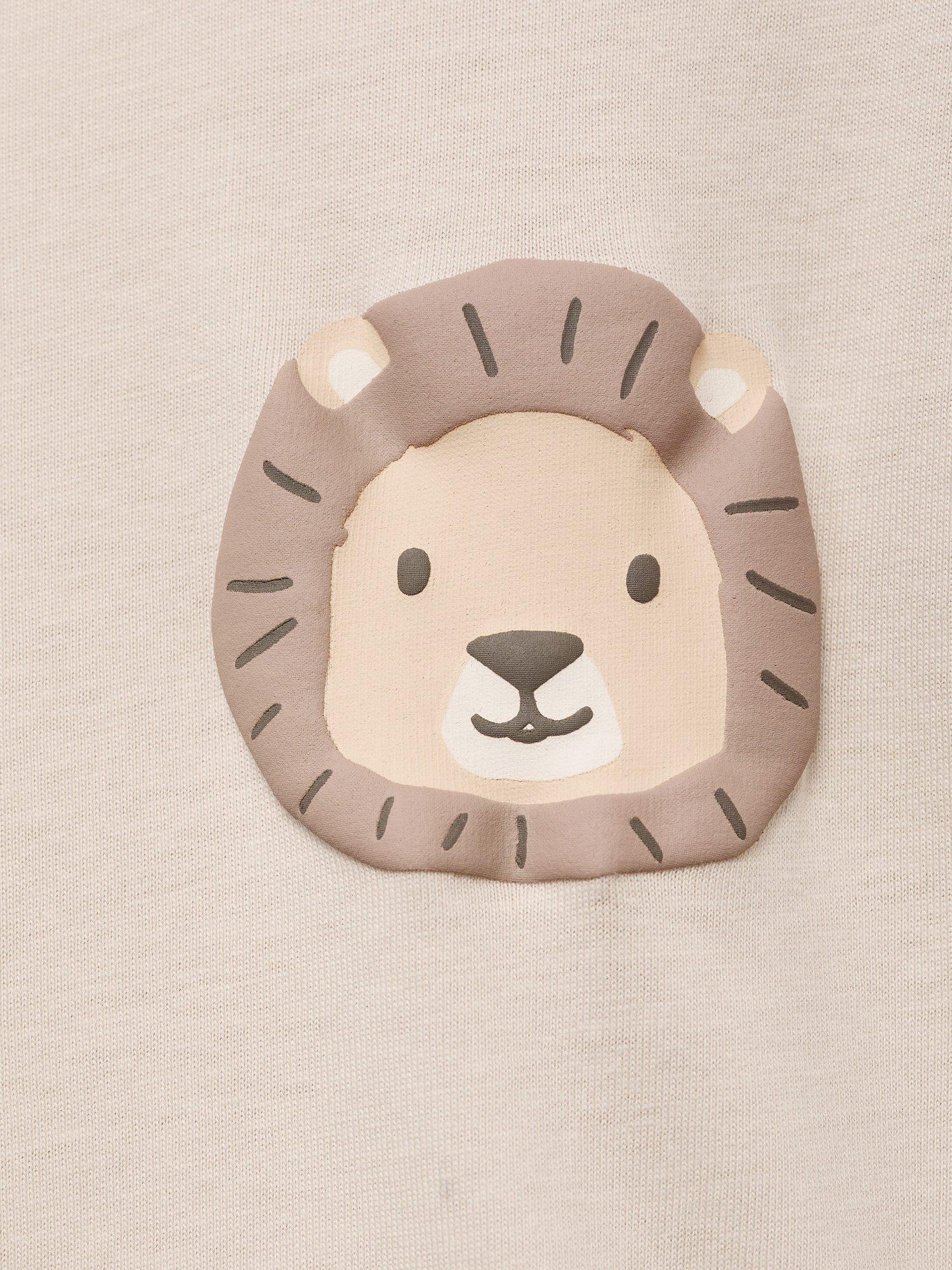 Product image 4 of 4, which shows Mango Kids' Cotton Long Sleeved Lion Print Pyjamas, Beige, 12-18 months