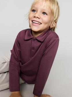 Mango Kids' Bosco Long Sleeve Polo Shirt, Pink