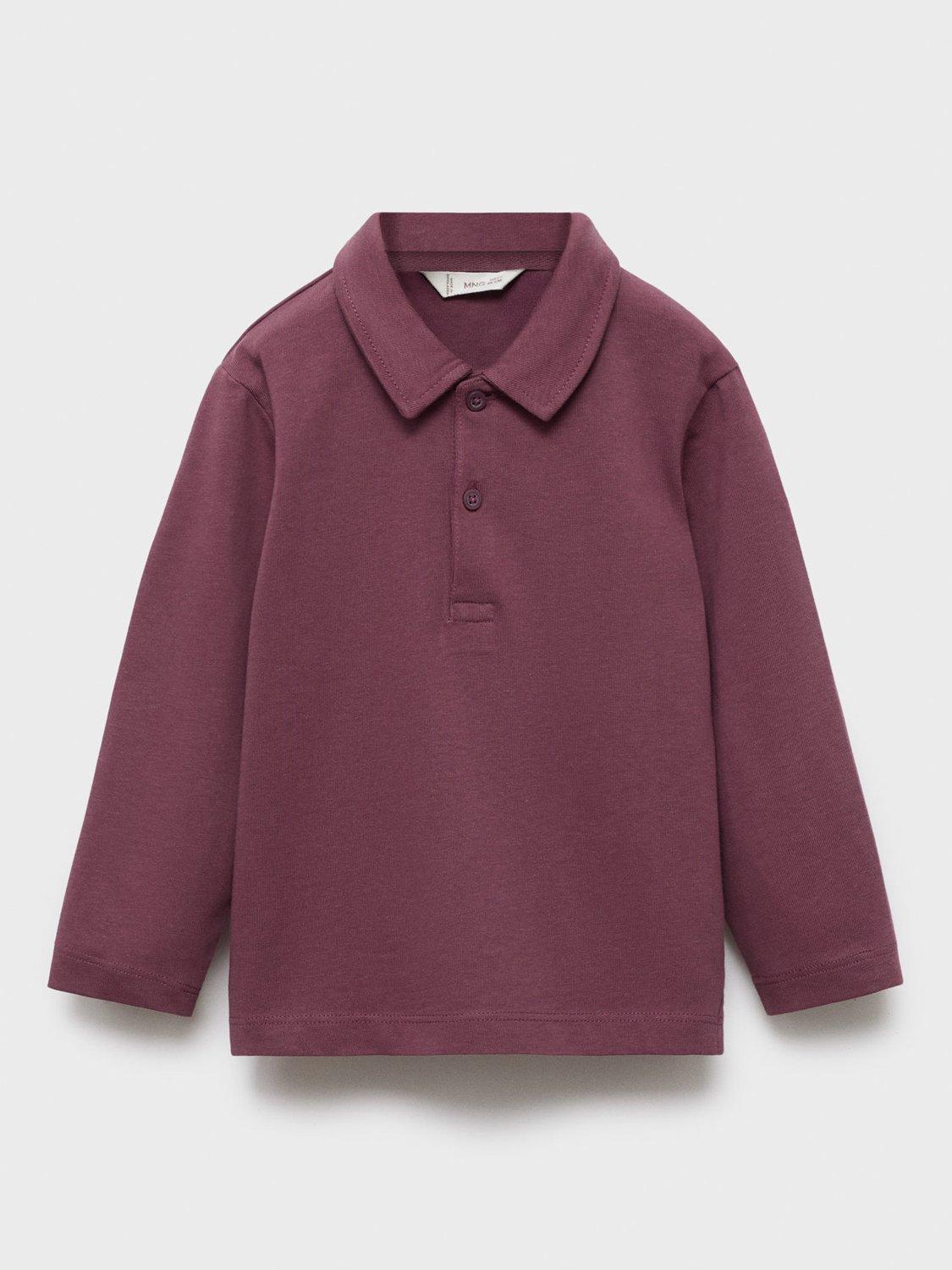 Product image 2 of 5, which shows Mango Kids' Bosco Long Sleeve Polo Shirt, Pink, 9-12 months