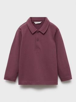 Mango Kids' Bosco Long Sleeve Polo Shirt - view 2, Pink