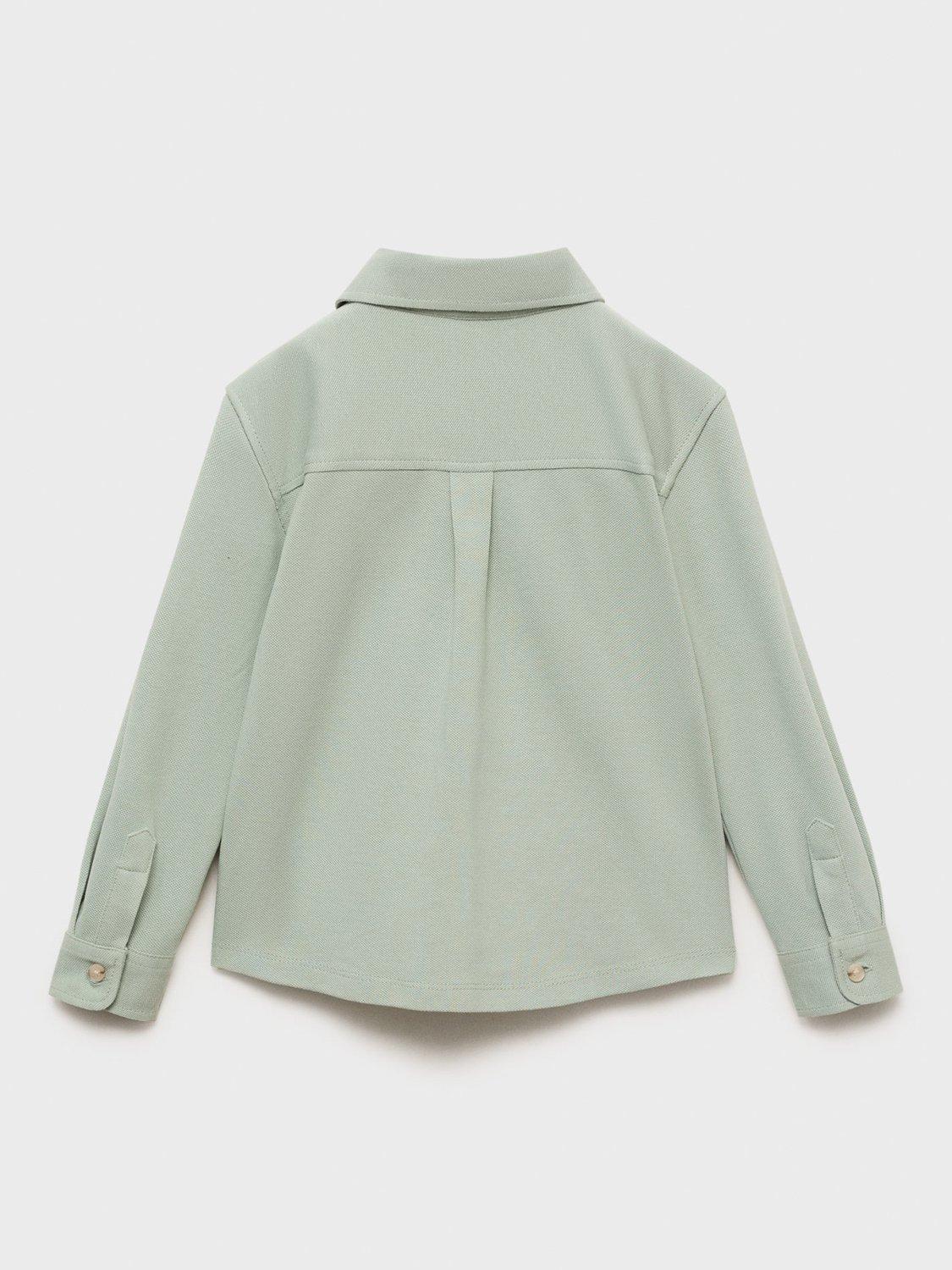 Product image 3 of 5, which shows Mango Kids' Cotton Long Sleeved Shirt, Green, 12-18 months