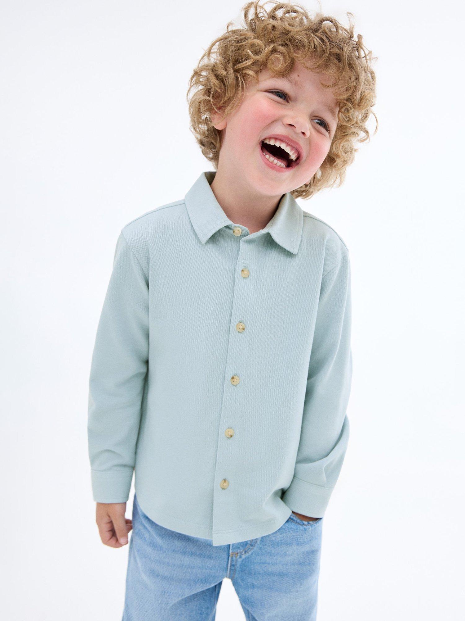 Product image 1 of 6, which shows Mango Kids' Cotton Long Sleeved Shirt, Light Blue, 3-4 years