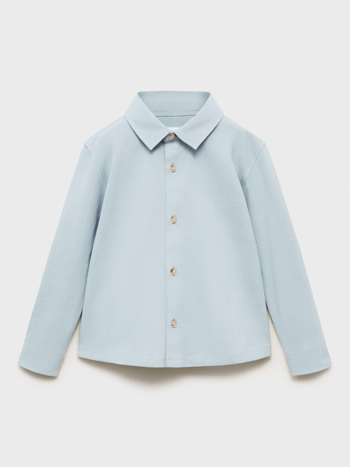 Product image 3 of 6, which shows Mango Kids' Cotton Long Sleeved Shirt, Light Blue, 3-4 years
