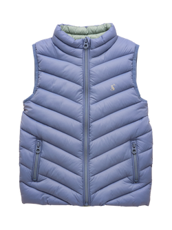 Joules Kids' Sleeveless Showerproof Gilet, Light Blue, Light Blue