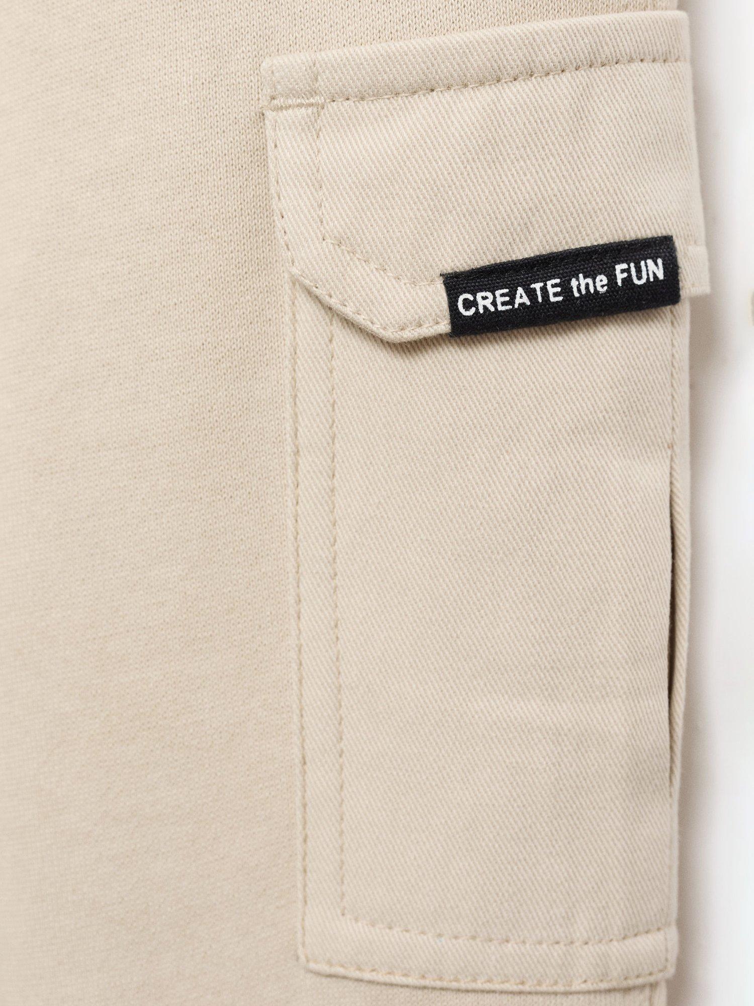 Product image 3 of 4, which shows Mango Kids' Tapered Cargo Trousers, Beige, 18-24 months
