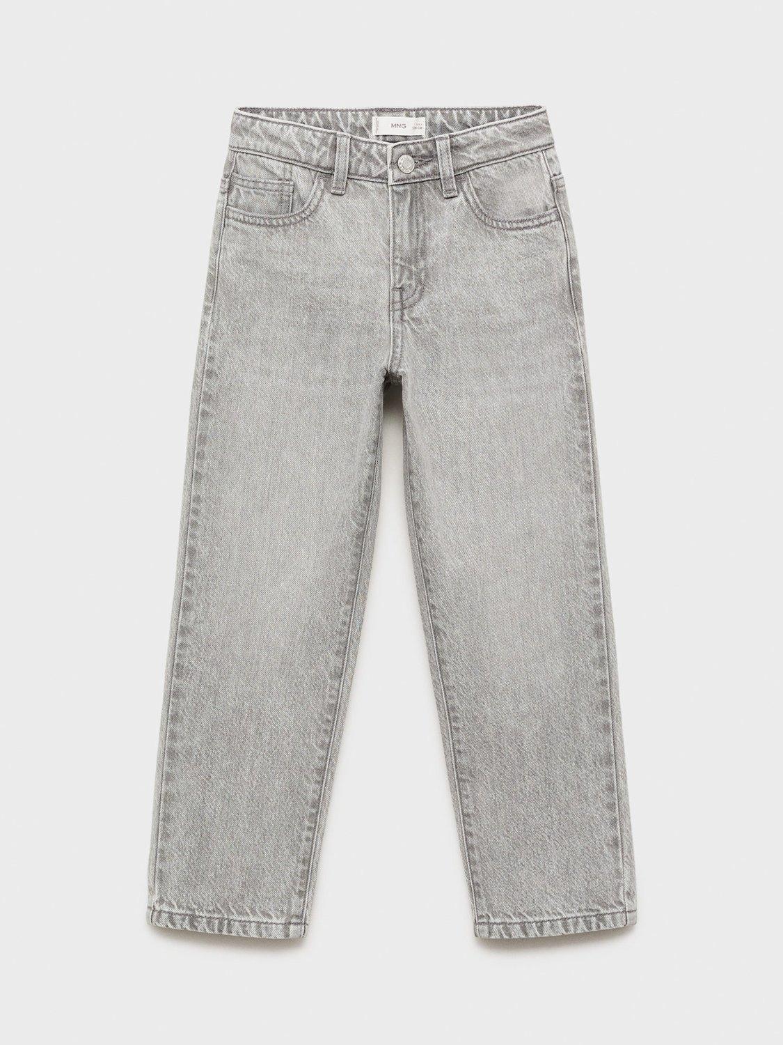 Product image 1 of 4, which shows Mango Kids' Denim Dad Jeans, Grey, 8 years