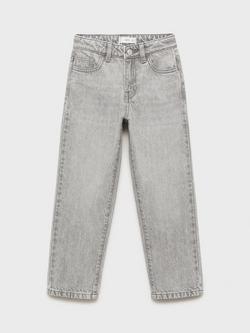 Mango Kids' Denim Dad Jeans, Grey, Grey