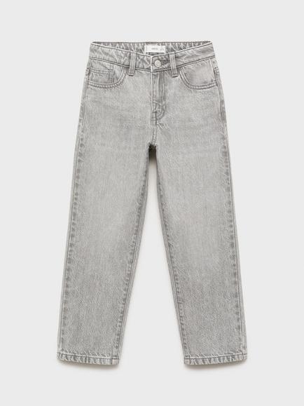 Mango Kids' Denim Dad Jeans, Grey, Grey