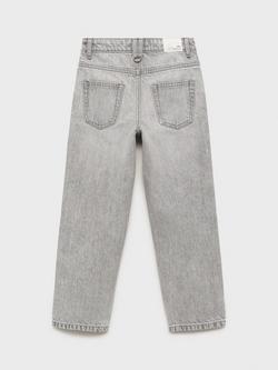Mango Kids' Denim Dad Jeans, Grey - view 2, Grey