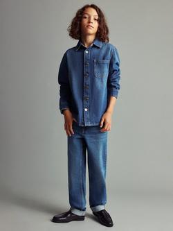 Mango Kids' Cotton Blend Regular Jeans, Open Blue