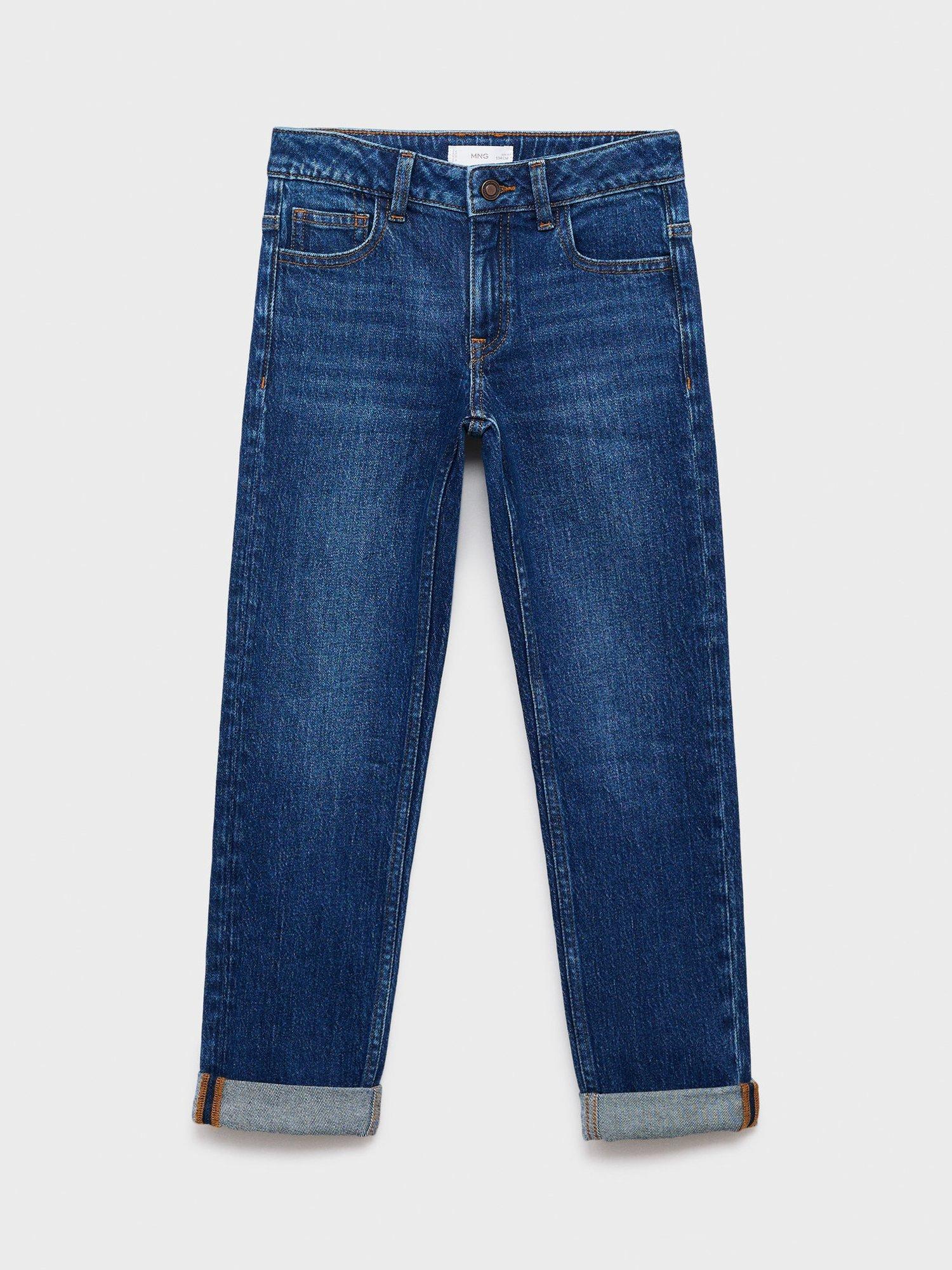 Product image 2 of 5, which shows Mango Kids' Cotton Blend Regular Jeans, Open Blue, 8 years