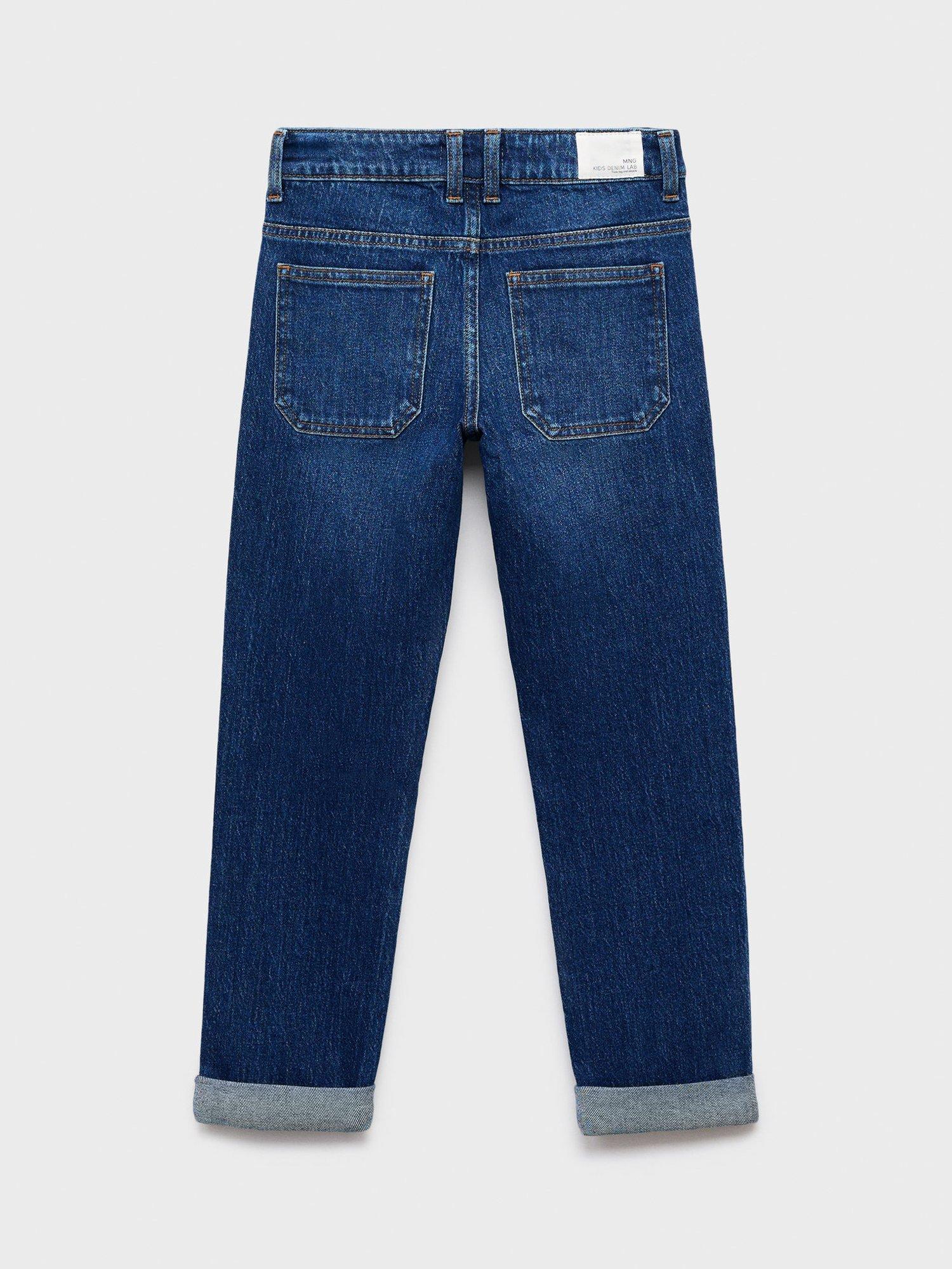 Product image 3 of 5, which shows Mango Kids' Cotton Blend Regular Jeans, Open Blue, 8 years