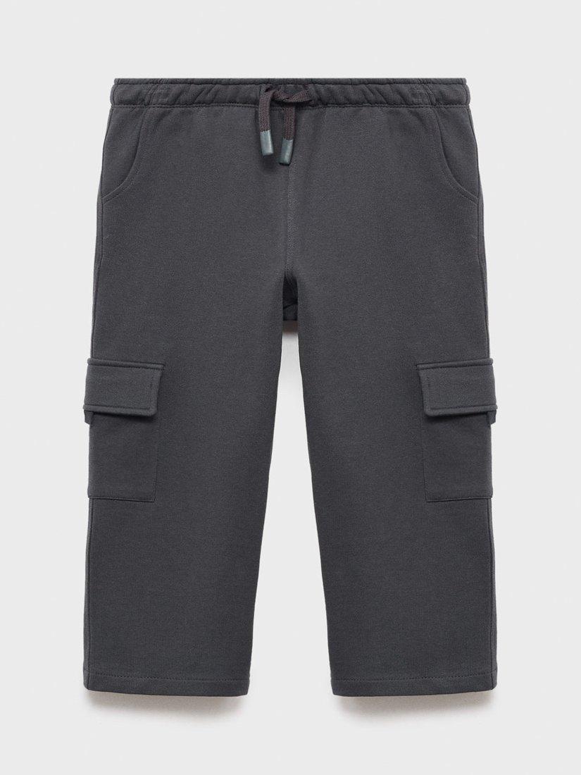Mango Kids' Safari Cotton Drawstring Joggers, Charcoal