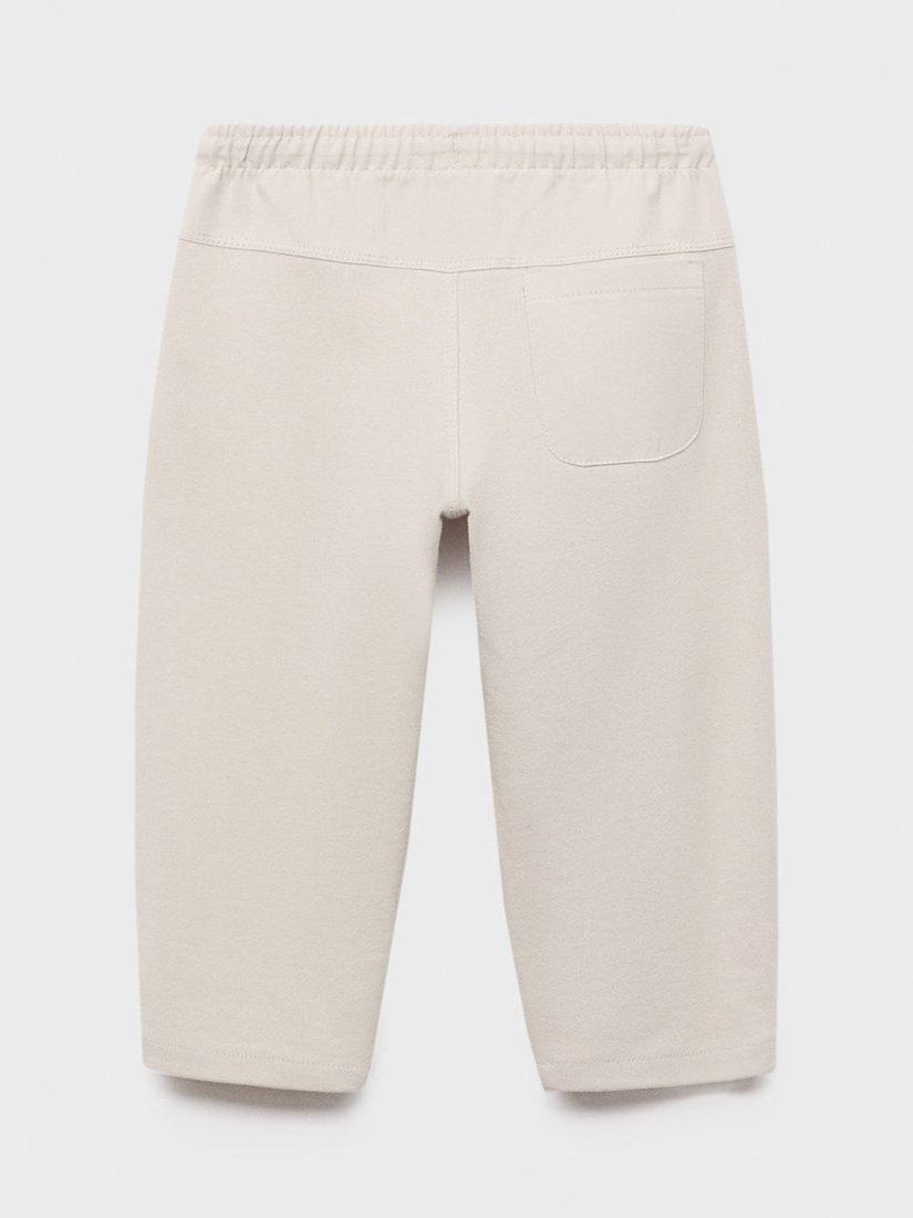 Product image 2 of 4, which shows Mango Kids' Cotton Relaxed Drawstring Joggers, Natural White, 3-4 years