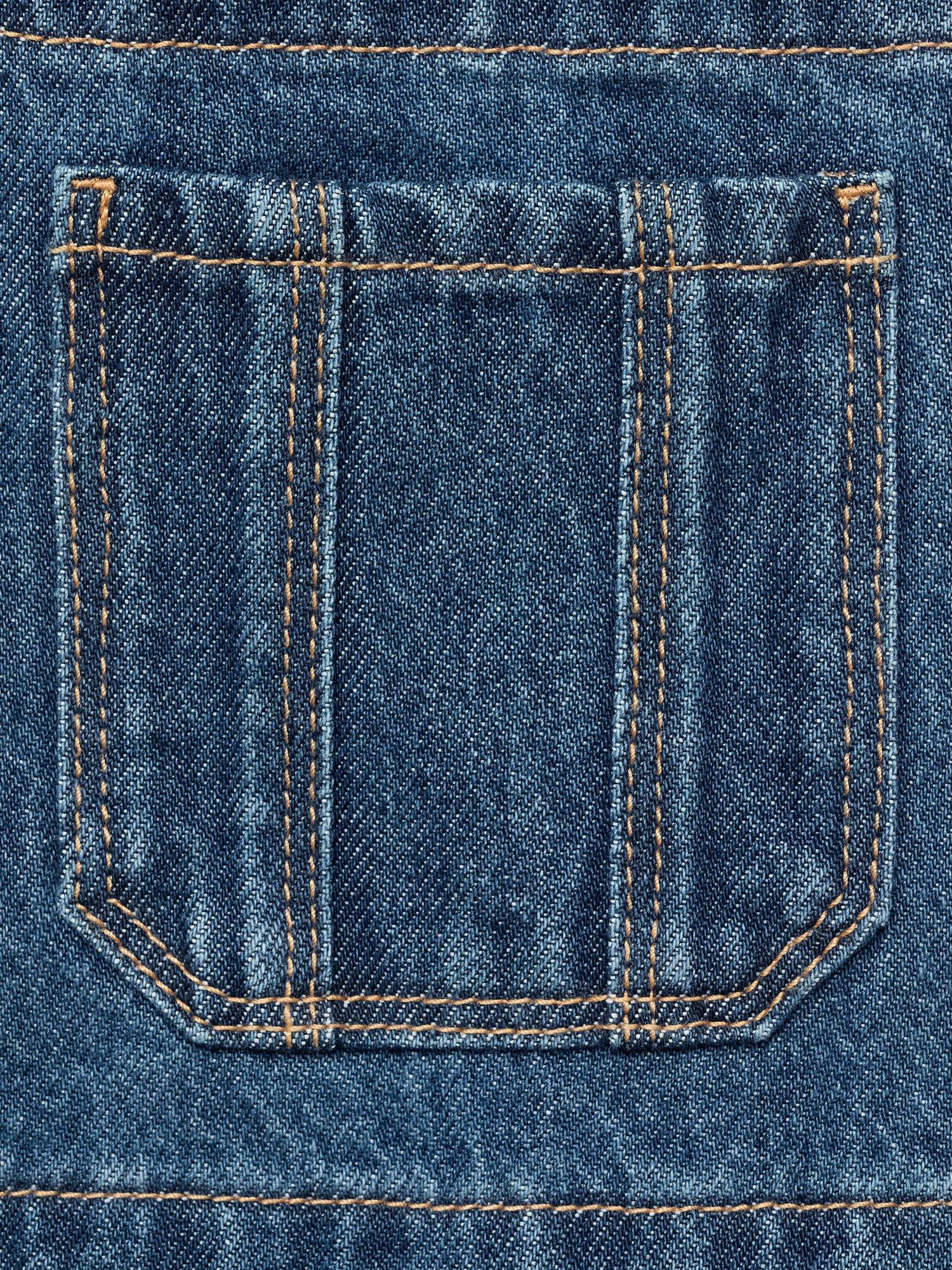 Product image 4 of 4, which shows Mango Kids' Lucas Denim Dungarees, Navy, 12-18 months