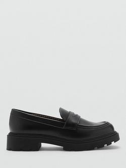 Mango Kids' Laia Loafer Shoes, Black, Black