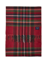 Joules Oversized Tartan Check Scarf, Red/Multi