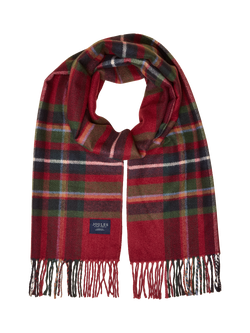 Joules Oversized Tartan Check Scarf, Red/Multi - view 2, Red/Multi