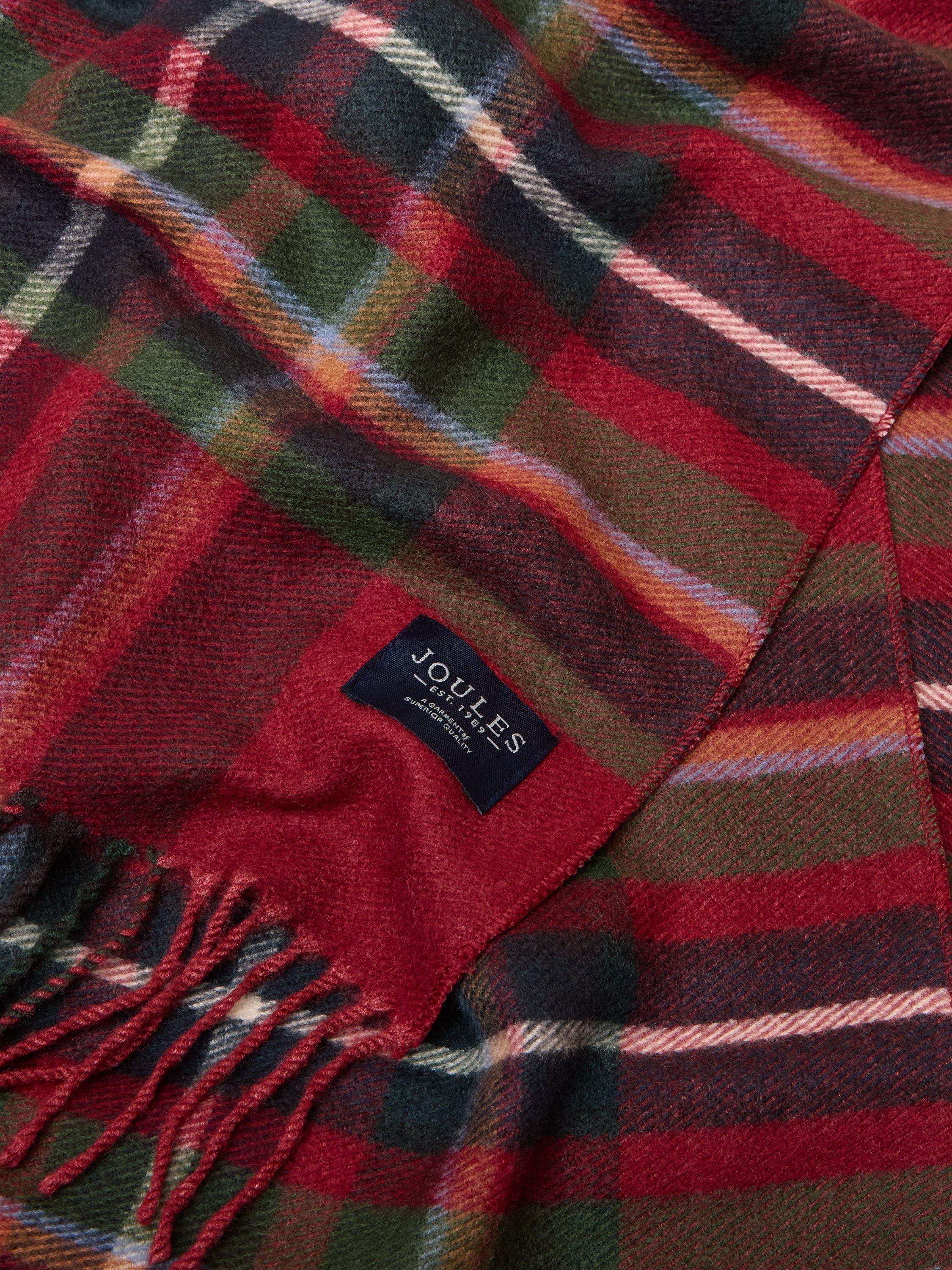 Product image 3 of 5, which shows Joules Oversized Tartan Check Scarf, Red/Multi, One Size