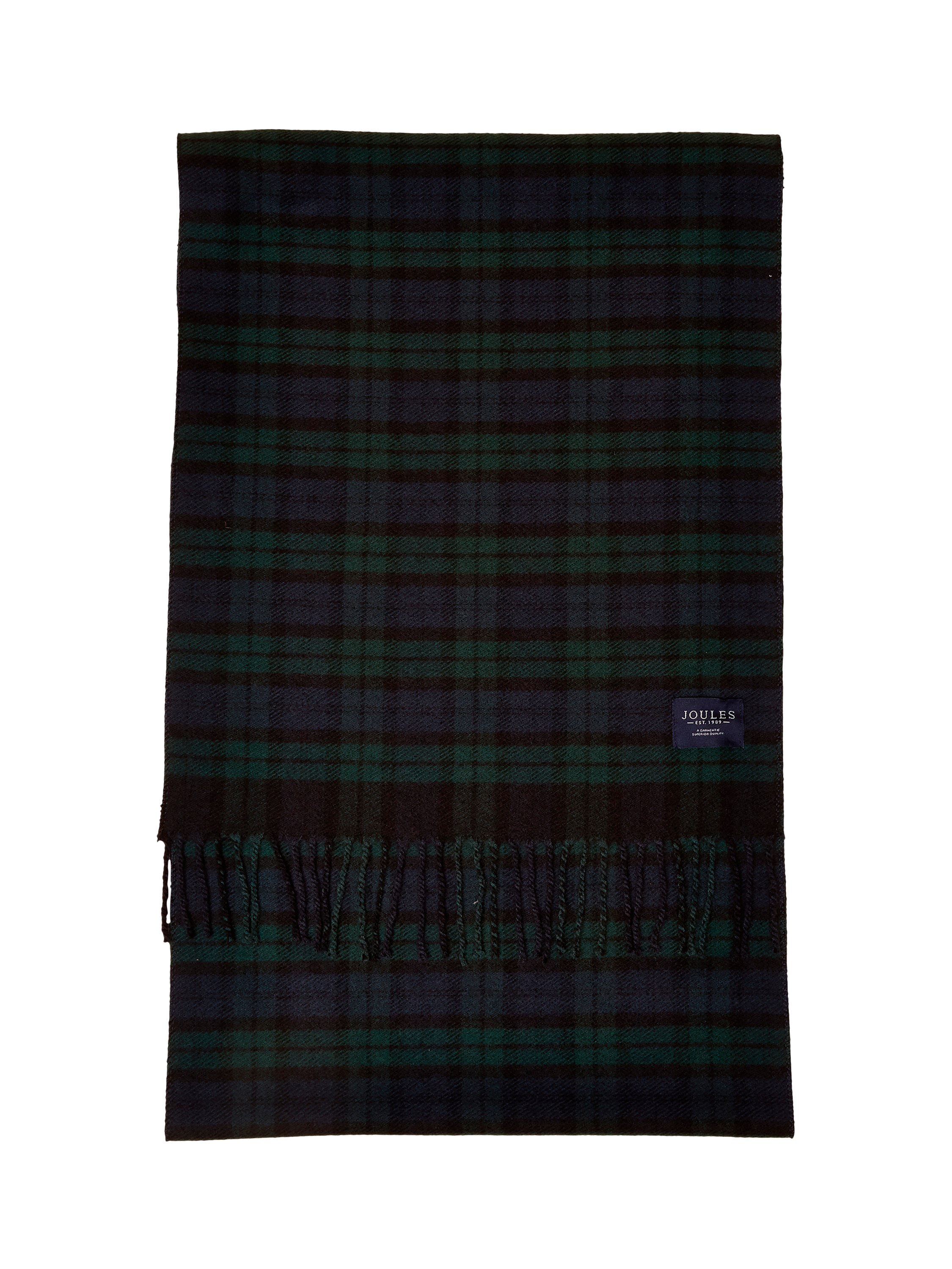 Product image 4 of 4, which shows Joules Tartan Scarf, Navy/Green