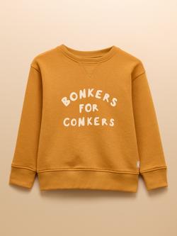 Joules Kids' Cotton Blend Slogan Sweatshirt, Yellow