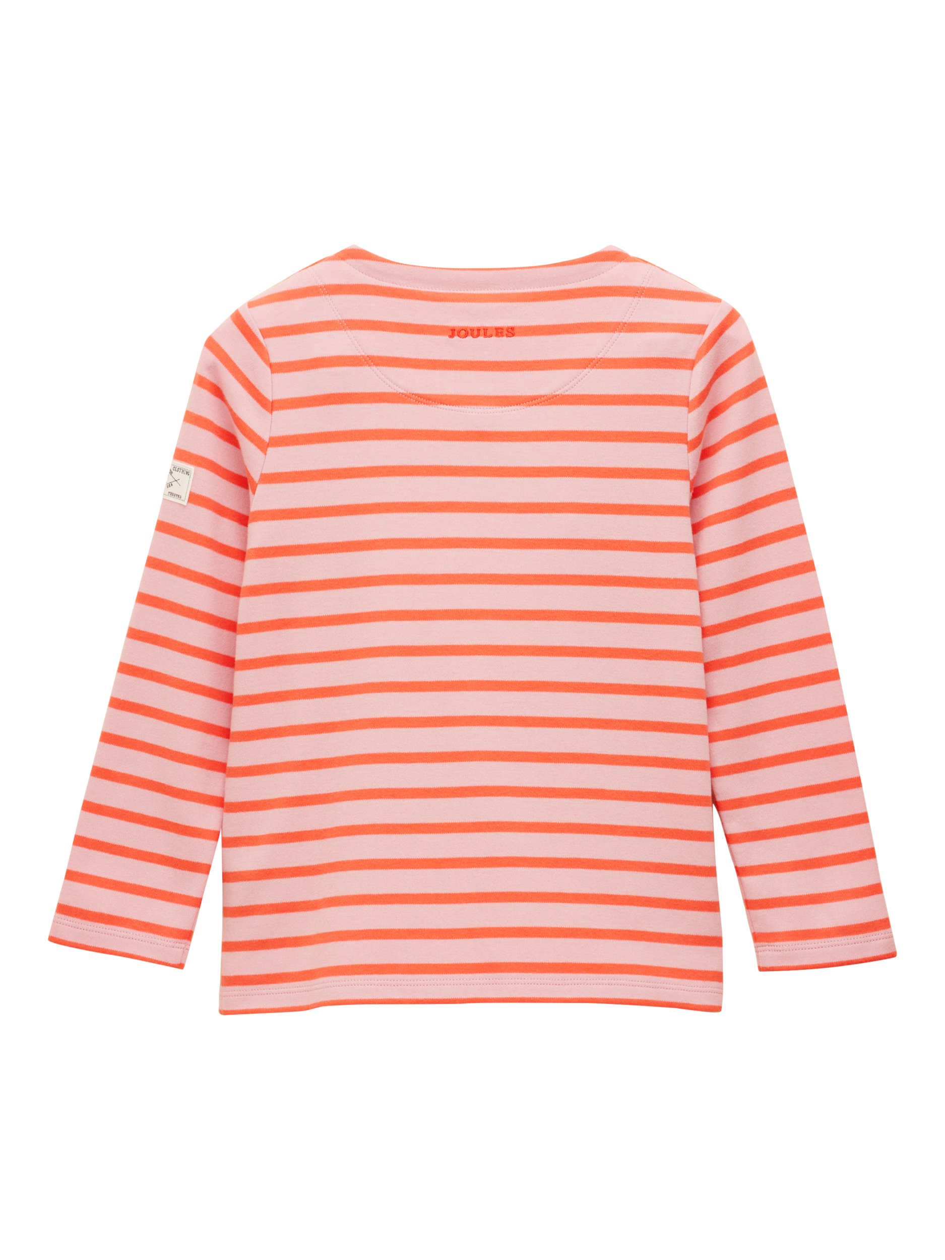 Product image 1 of 5, which shows Joules Kids' Long Sleeve Stripe Top, Orange/Multi, 1 years
