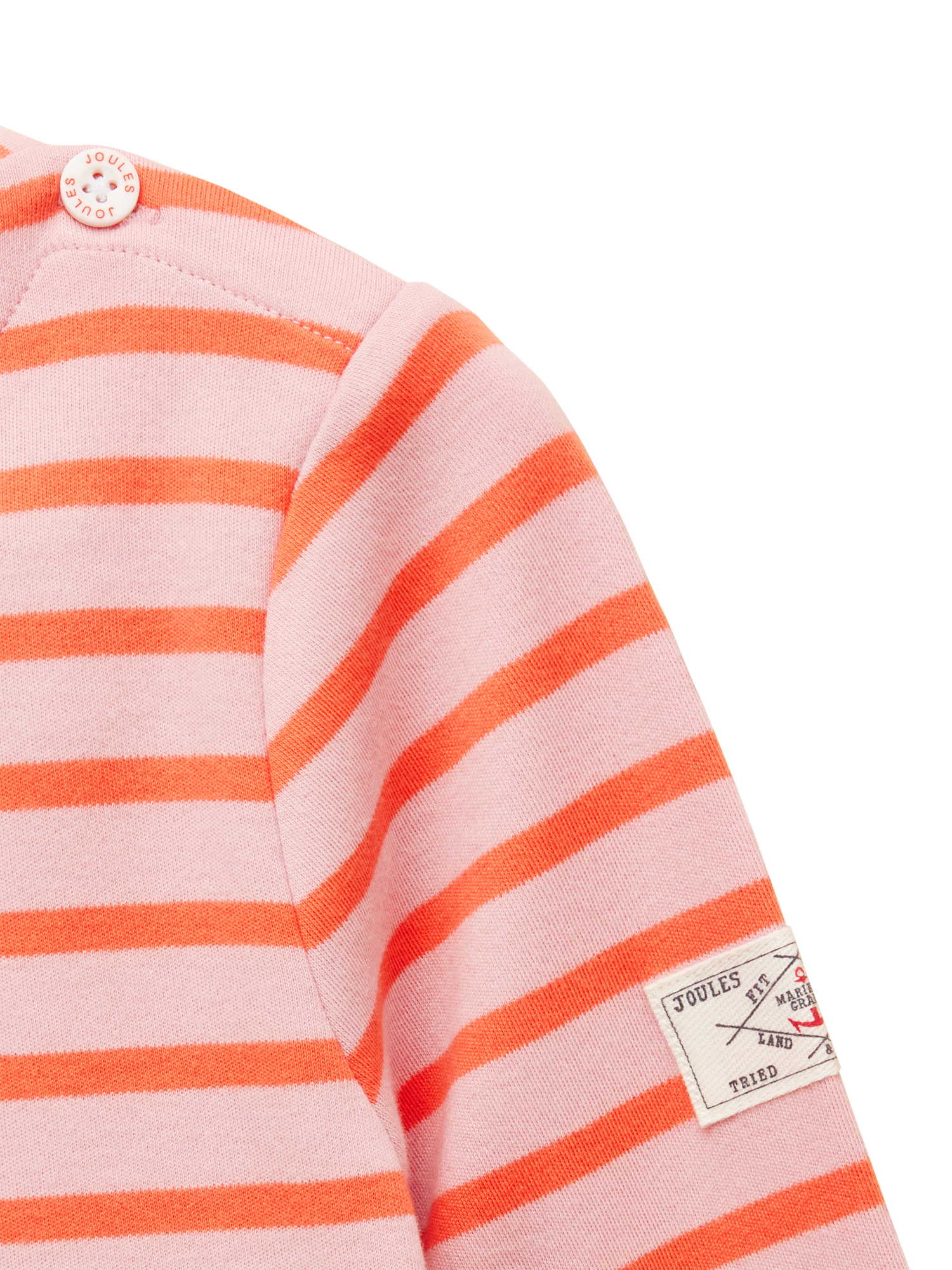 Product image 3 of 5, which shows Joules Kids' Long Sleeve Stripe Top, Orange/Multi, 1 years