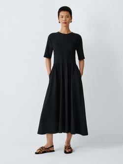 AND/OR Alexa Shirred Jersey Midi Dress, Black, Black