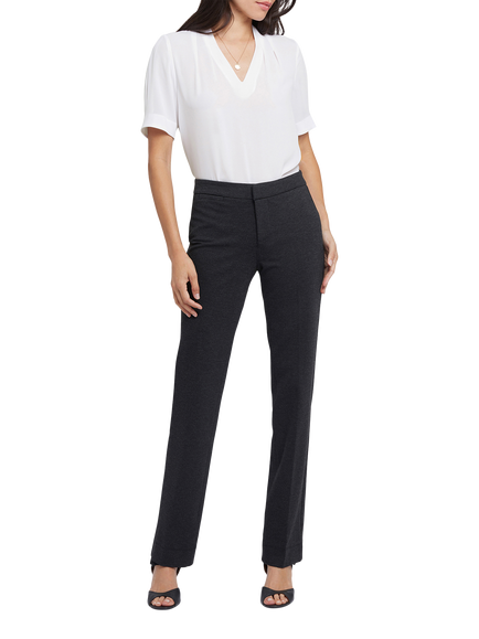 NYDJ Slim Trousers in Ponte Knit Jersey, Charcoal Heather