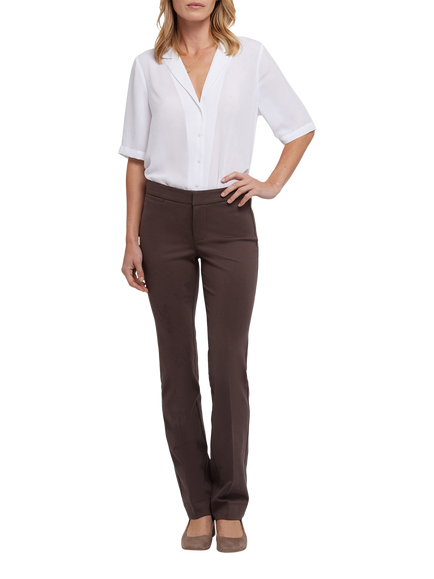 NYDJ Slim Trousers in Ponte Knit Jersey, Coffee Bean