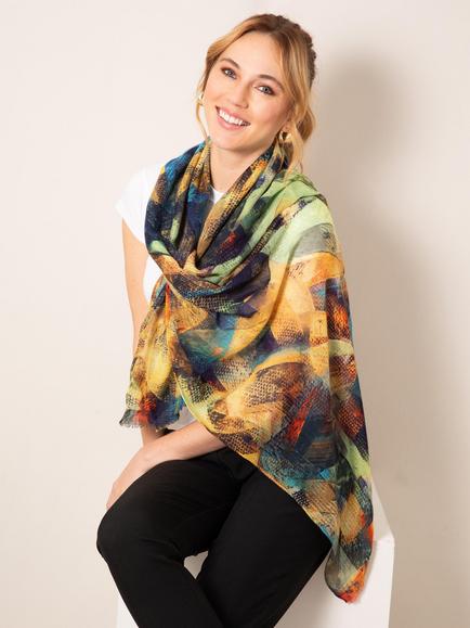 Alie Street Mariselle Wool Rich Scarf, Azure Muse - view 2, Azure Muse