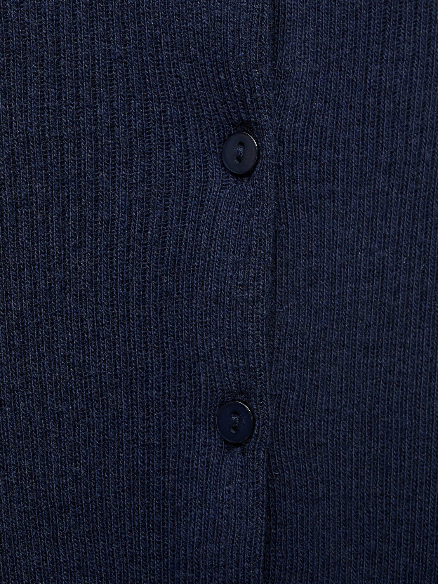 Product image 5 of 5, which shows Mango Kids' Lyra Cotton Blend Long Sleeved Cardigan, Navy, 5-6 years