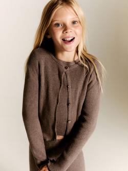 Mango Kids' Lyra Cotton Blend Long Sleeved Cardigan - view 2, Brown
