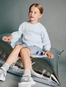 Mango Kids' Sanfran Cotton Blend Relaxed Sweatshirt, Light Blue, Light Blue