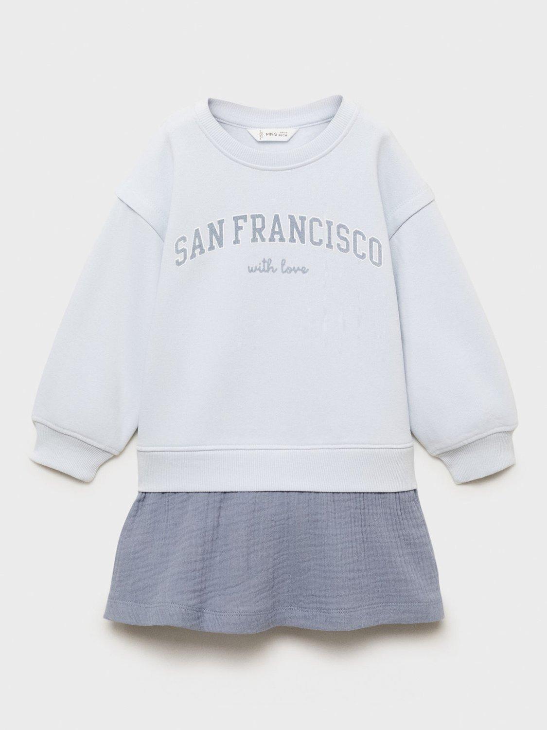 Product image 3 of 7, which shows Mango Kids' Sanfran Cotton Blend Relaxed Sweatshirt, Light Blue, 18-24 months