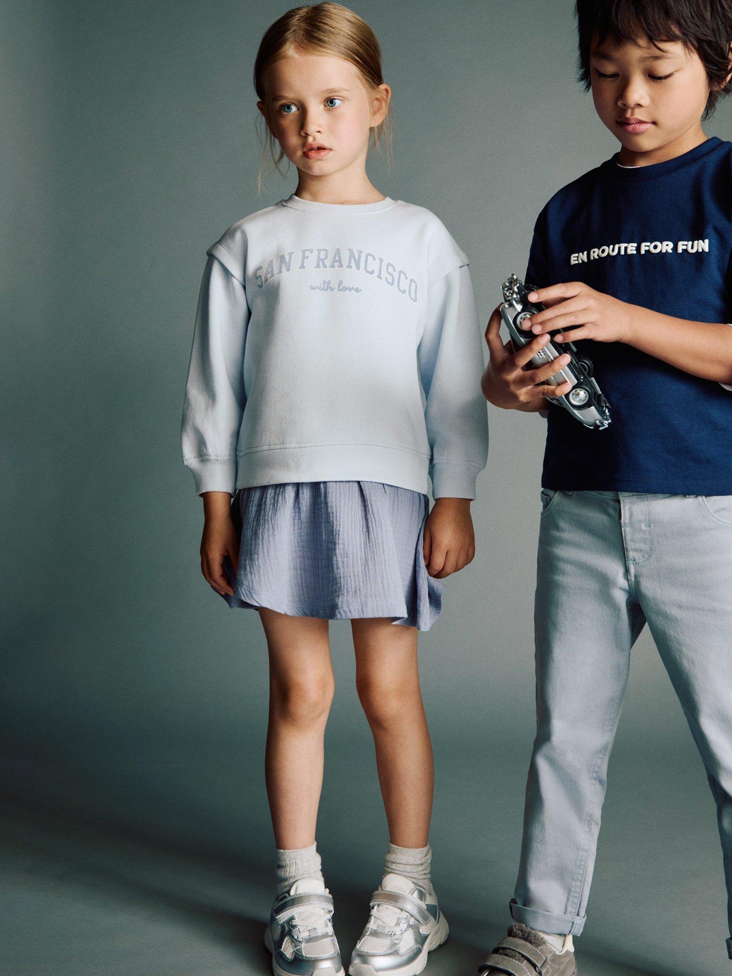 Product image 6 of 7, which shows Mango Kids' Sanfran Cotton Blend Relaxed Sweatshirt, Light Blue, 18-24 months