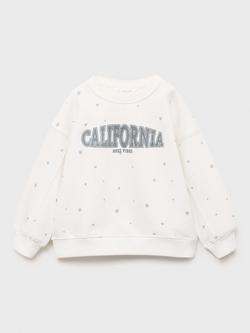 Mango Kids' Cotton Blend California Slogan Sweatshirt, Natural White - view 2, Natural White