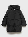 Mango Kids' Anna Hooded Quilted Coat, Black