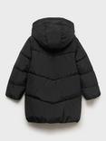 Mango Kids' Anna Hooded Quilted Coat, Black