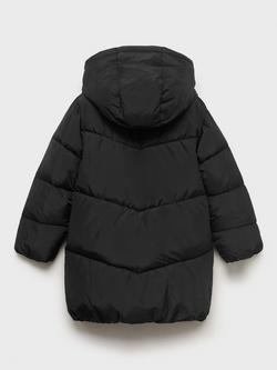 Mango Kids' Anna Hooded Quilted Coat, Black - view 2, Black