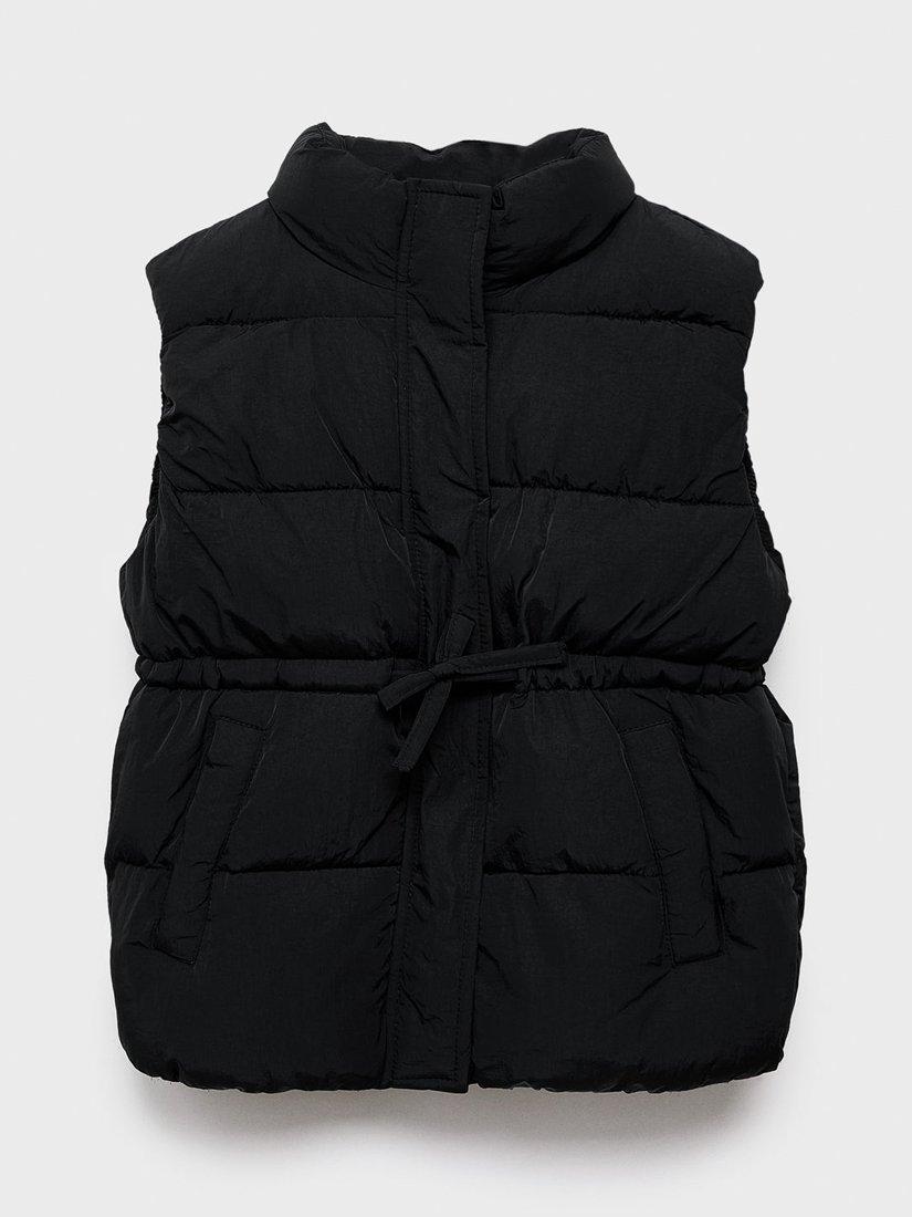 Product image 1 of 4, which shows Mango Kids' Carolina Quilted Gilet, Black, 11-12 years