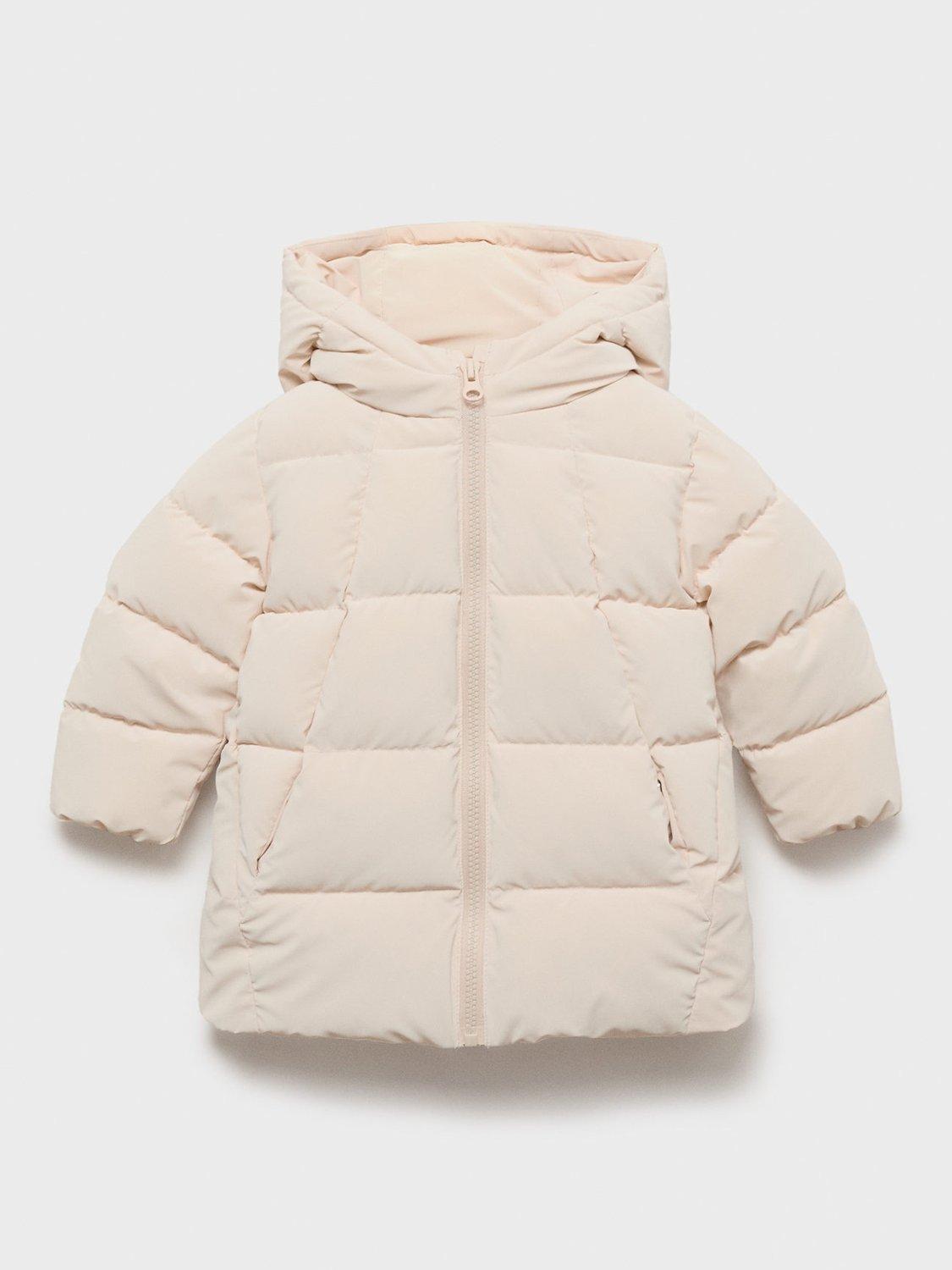 Product image 1 of 4, which shows Mango Kids' Julie Quilted Hooded Coat, Natural, 12-18 months