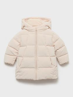 Mango Kids' Julie Quilted Hooded Coat, Natural